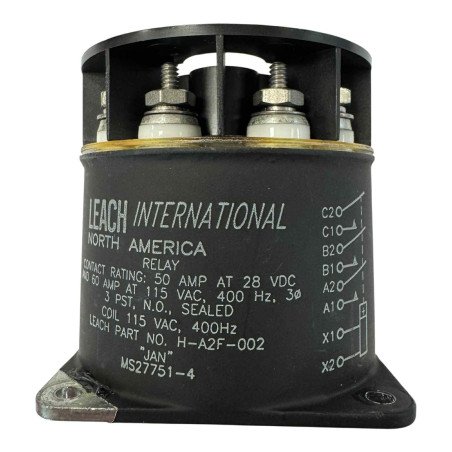 MS27751-4 H-A2F-002 Leach Relay 3PST 50A 28Vdc