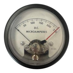 0-250uA AMMETER PANEL MOUNT USA D:7cm