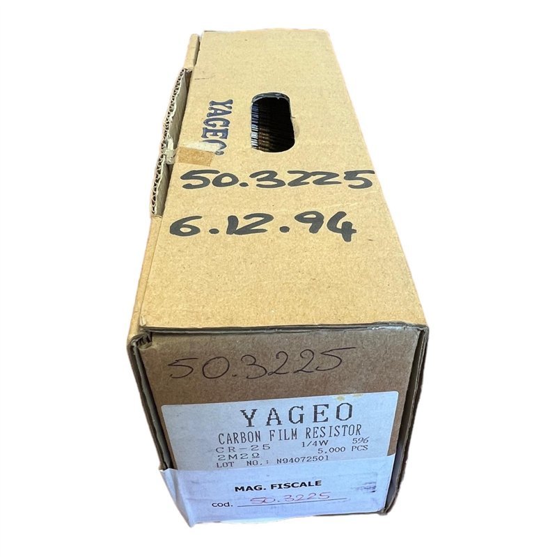 YAGEO Carbon Film Resistor 2.2 Mohm 2M2 1/4W 5% CR-25 QTY:4500