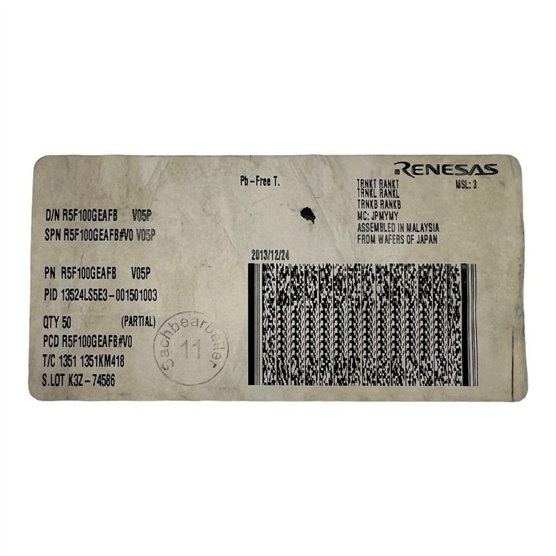 R5F100GEAFB Renesas Integrated Circuits 16-Bit Microcontroller QTY:50