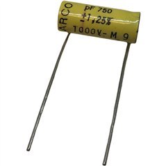 Film Capacitor Arcotronics 750pF 1000V 1kV 1.25% PLR Radial Polystyrene