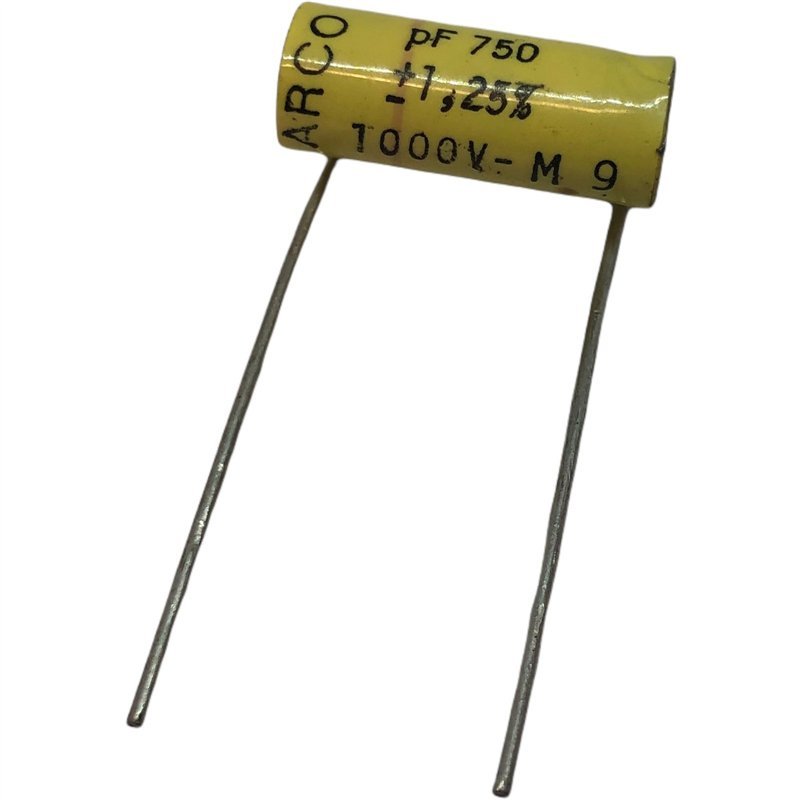 Film Capacitor Arcotronics 750pF 1000V 1kV 1.25% PLR Radial Polystyrene