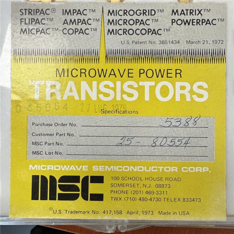 MSC80554 25-80554 80554 MSC RF Power Transistor 5961-01-301-0083