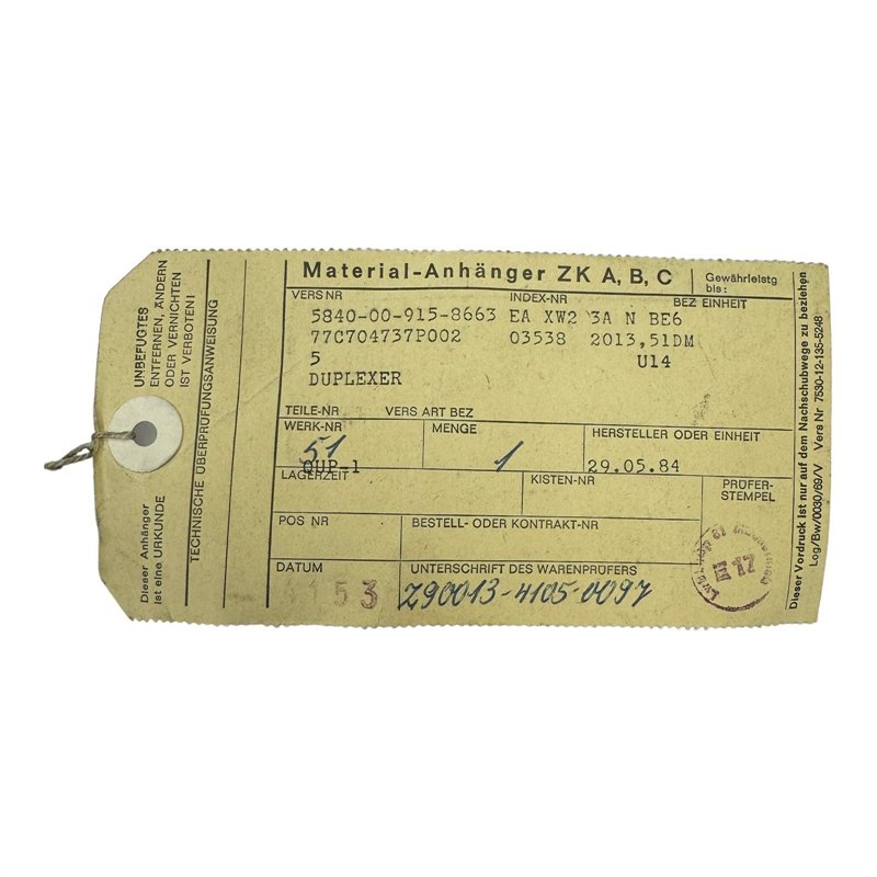 77C704737P002 Rantec Duplexer 1300-1400Mhz 5895-00-915-8663