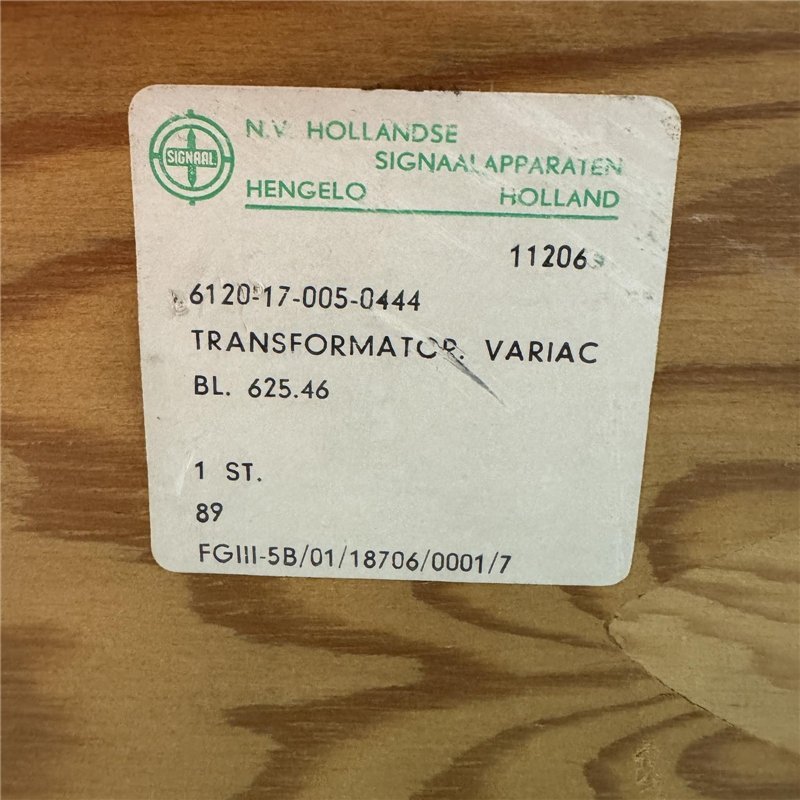 84537 Signaal Variac Variable Transformer 220Vac / 0-260Vac 8A 50hz 2080VA