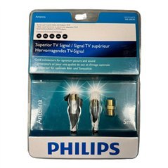 SWV3114S/10 Philips 500 Series Aerial Lead Coaxial Cable Black With Adapter M-M 5m