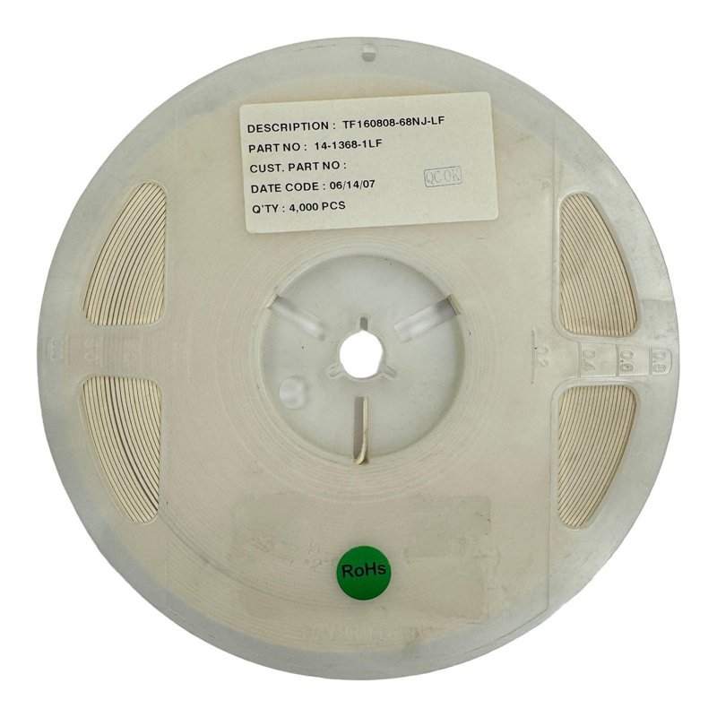 TF160808-68NJ-LF Frontier Chip Inductor 68nH 5% 0603 700MHz Q:12 QTY:4000