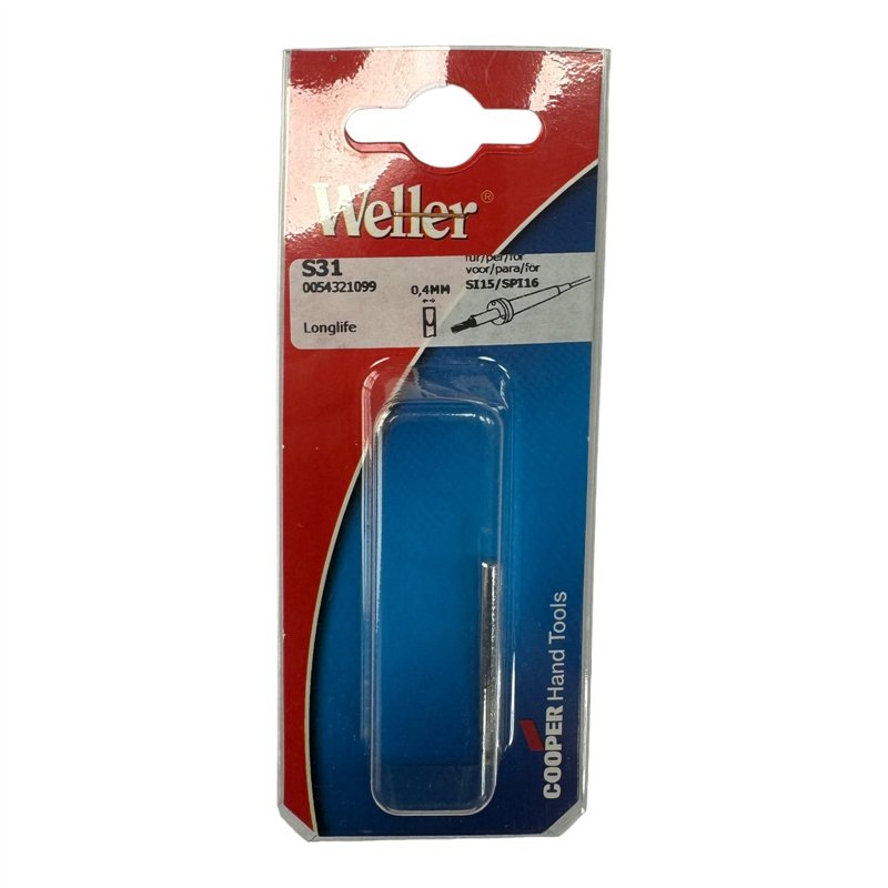 Weller S31 3.5 mm Soldering Iron Tip for use with SP15N, WH40Weller S31 3.5 mm Straight Chisel Soldering Iron Tip