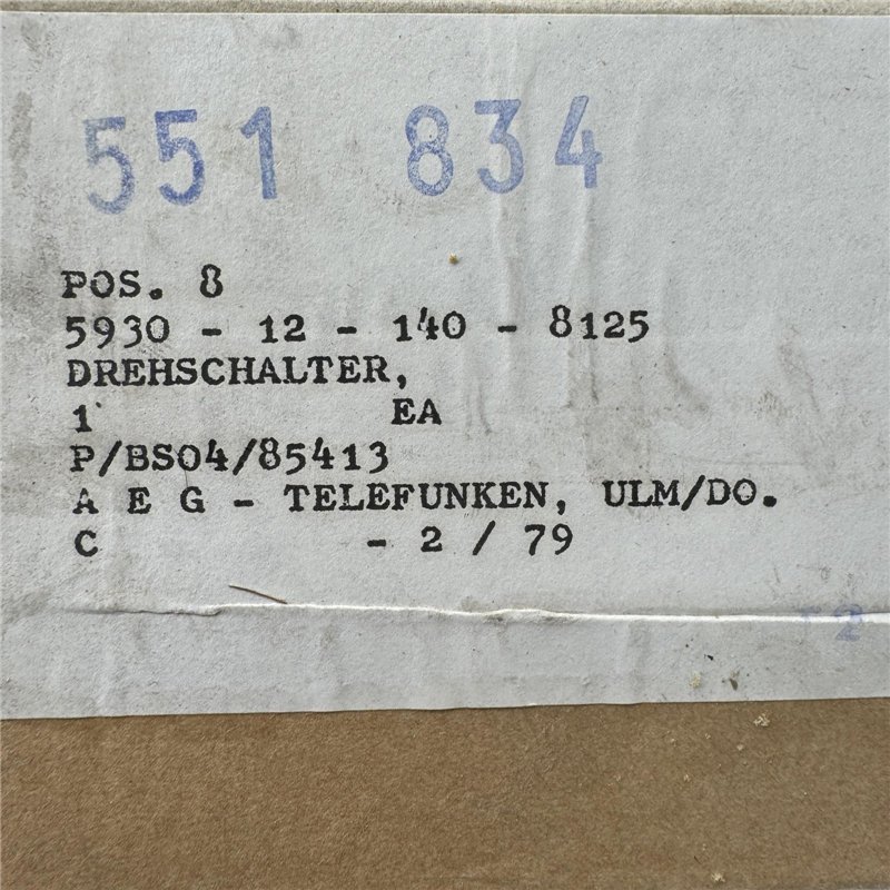 551834 Rotary Switch 3 Section Continuous Turn 5930-12-140-8125