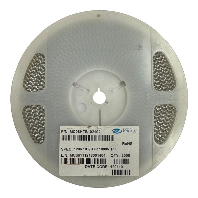 MC06KTB102102 Viking Multilayer Ceramic Capacitors MLCC SMD 1206 1nf 1000V X7R 10% QTY:3000