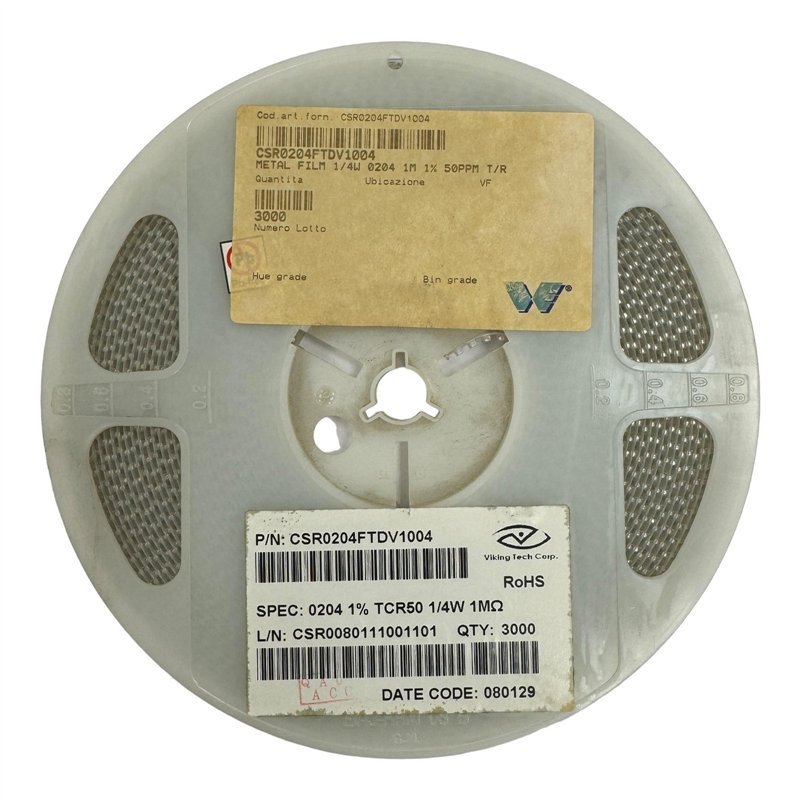 CSR0080111001101 Viking Thick Film Chip Resistor SMD 0204 1Mohm 1M 1% 1/4W QTY:3000