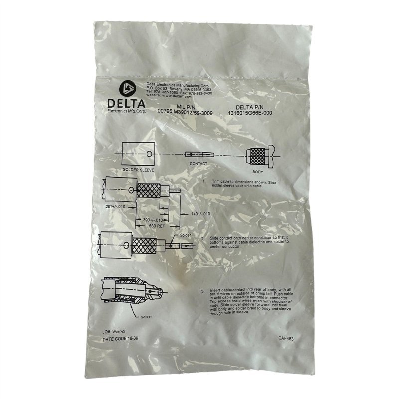 1316015G66E-000 M39012/59-3009 Delta Coaxial Connector SMA