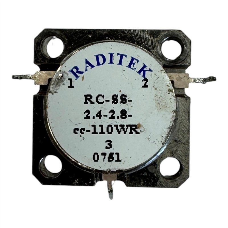 RC-SS-2.4-2.8-cc-110WR Raditek Circulator Stripline 2400-2800Mhz, Used