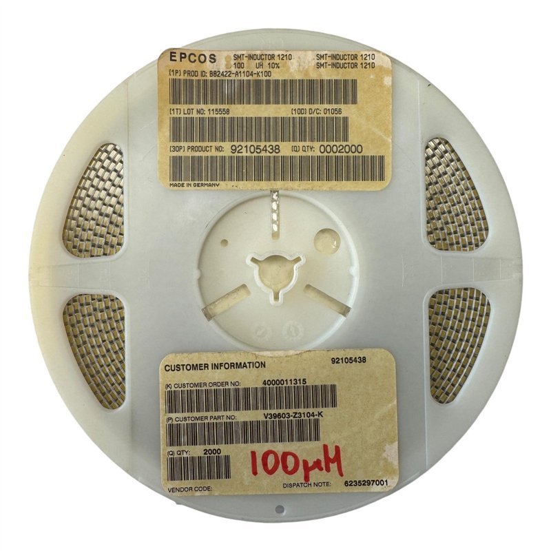 B82422-A1104-K100 Epcos Inductor 1210 100uh 10% QTY:2000 5950-12-343-8555