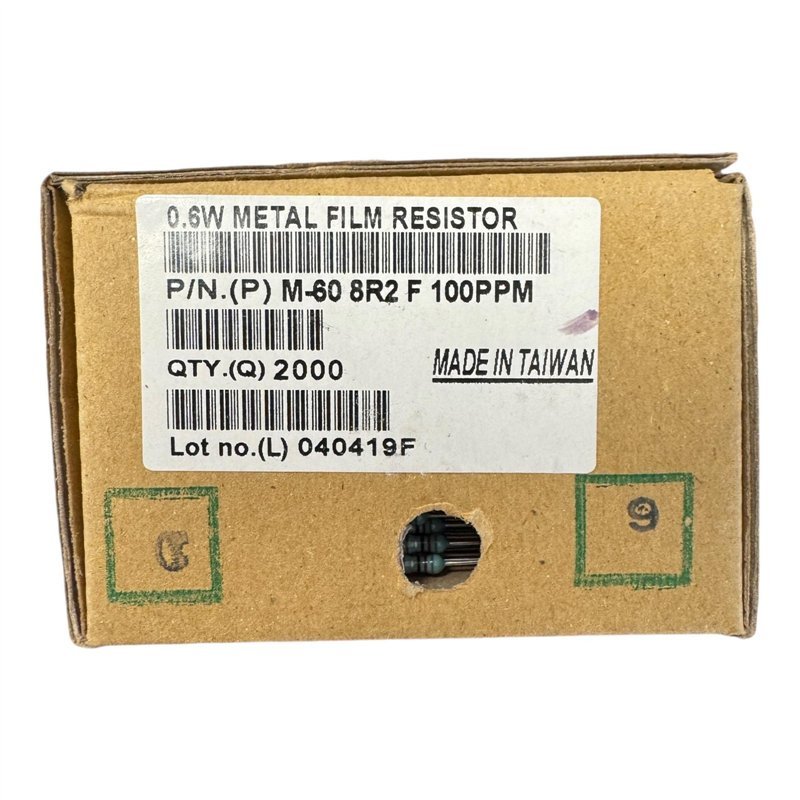 M-608R2F100PPM Firstohm Metal Film Resistor 8R2 8.2Ohm 0.6W 100pmpm QTY:2000