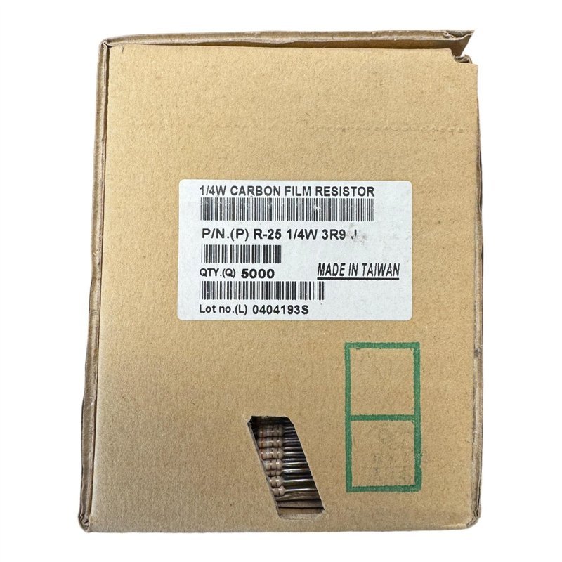 R-25 Firstohm Carbon Film Resistor 3R9 1/4W 5% QTY:5000