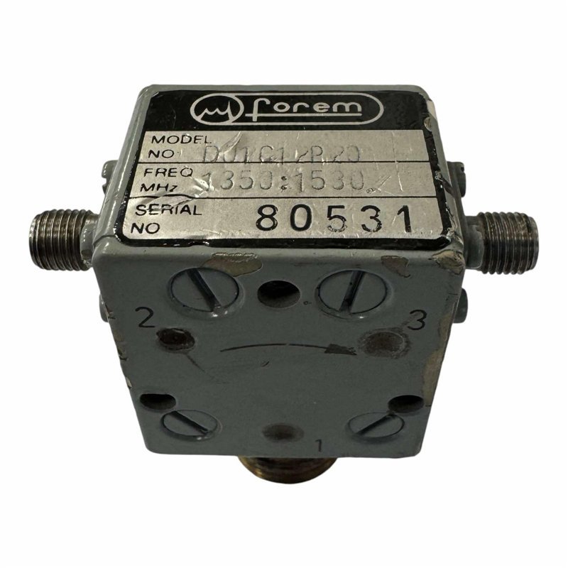 D01C12P20 Forem Coaxial Isolator 1350-1530Mhz Ins.L.max 0.5db Isol.min.30db SMA