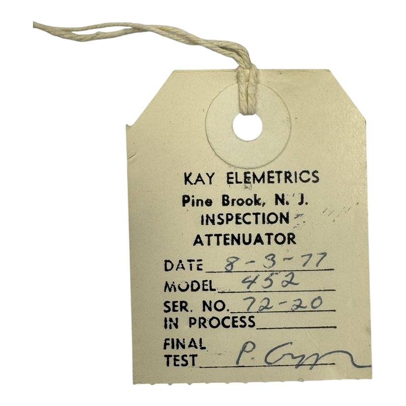 452 Kay Variable Attenuator BNC 0-100db 90ohm 1/2W