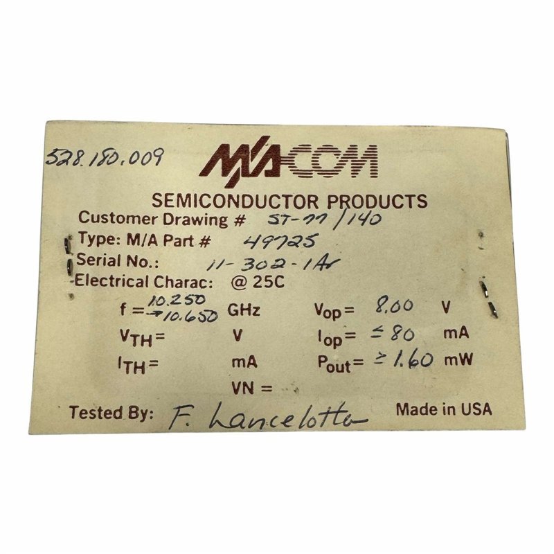 ST77/140 MA49725 Macom RF VHF Diode 10.2-10.6Ghz