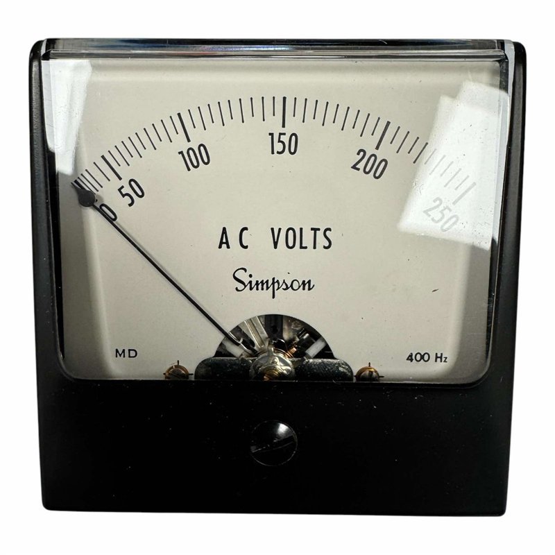 BR73900 Simpson Analog Panel Meter Voltmeter 0-250Vac 62.75x62.75mm