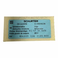 034.3121 Schurter Glass Fuses 250V 2.5A 5x20mm Qty:10