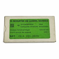 001-2538 Schurter Glass Fuses 250V 25A 32x6.3mm Qty:10