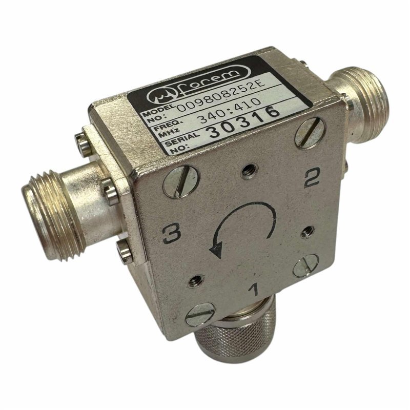 009808252E Forem Coaxial Circulator - Isolator Tunable UHF 340-410Mhz 100w/50w N Type Loss 0.5db Isol 21db