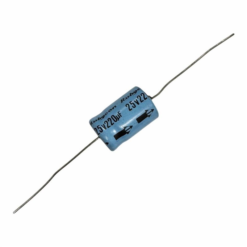Rubicon Capacitor Axial Electrolytic 220uF 25V 21.5x13.25mm