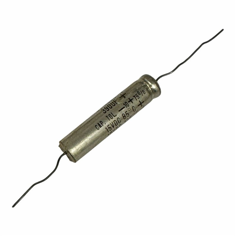 M39018/01-0080 Capacitor Axial Tantalum Polarized 390uF 15Vdc -10% +75% 41x10mm