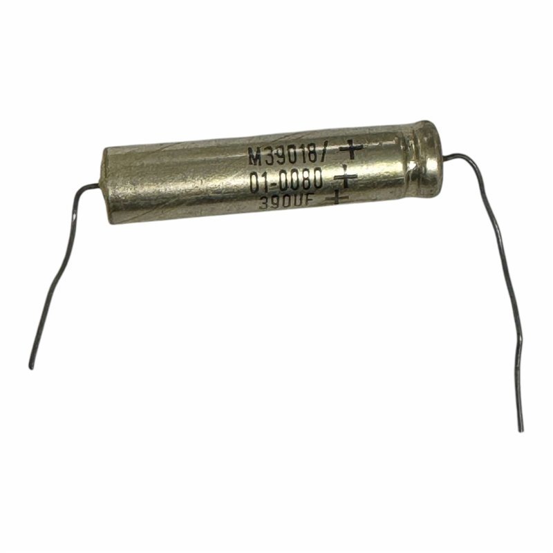 M39018/01-0080 Capacitor Axial Tantalum Polarized 390uF 15Vdc -10% +75% 41x10mm