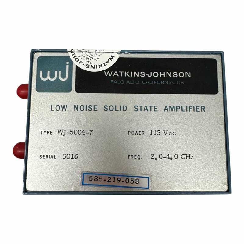 WJ-5004-7 Watkins Johnson Low Noise Solid State Amplifier 2-4GHz 115Vac