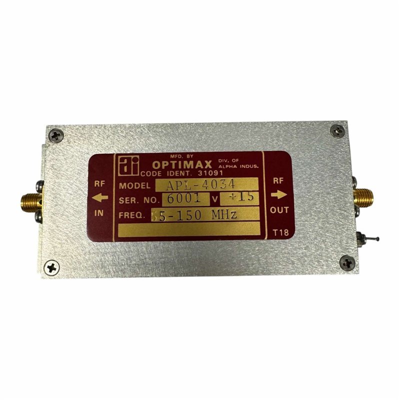 APL-4034 Optimax Series 6001 RF Amplifier 5-150MHz 15V SMA (f-f)