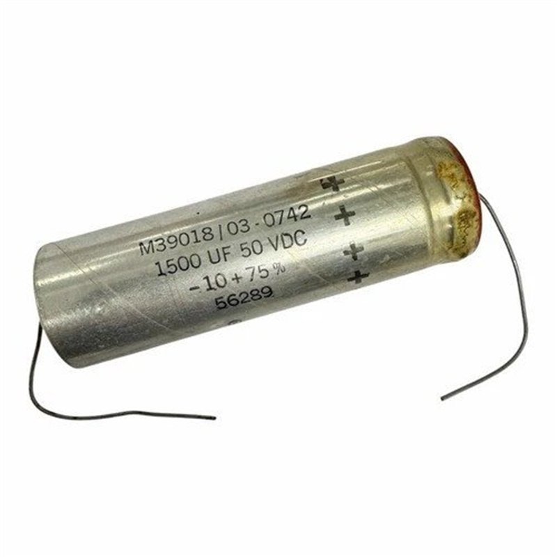 M39018/03-0742 Cornell Dubilier Capacitor Axial Fixed 1500uF 50Vdc -10% +75%