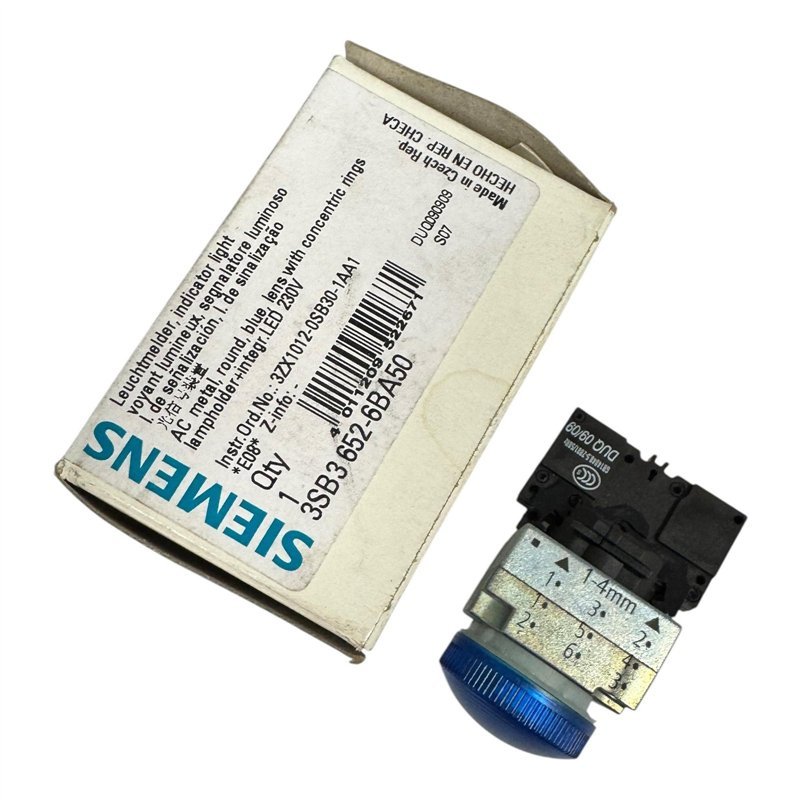 3SB3652-6BA50 Siemens Metal Round Blue Indicator Light