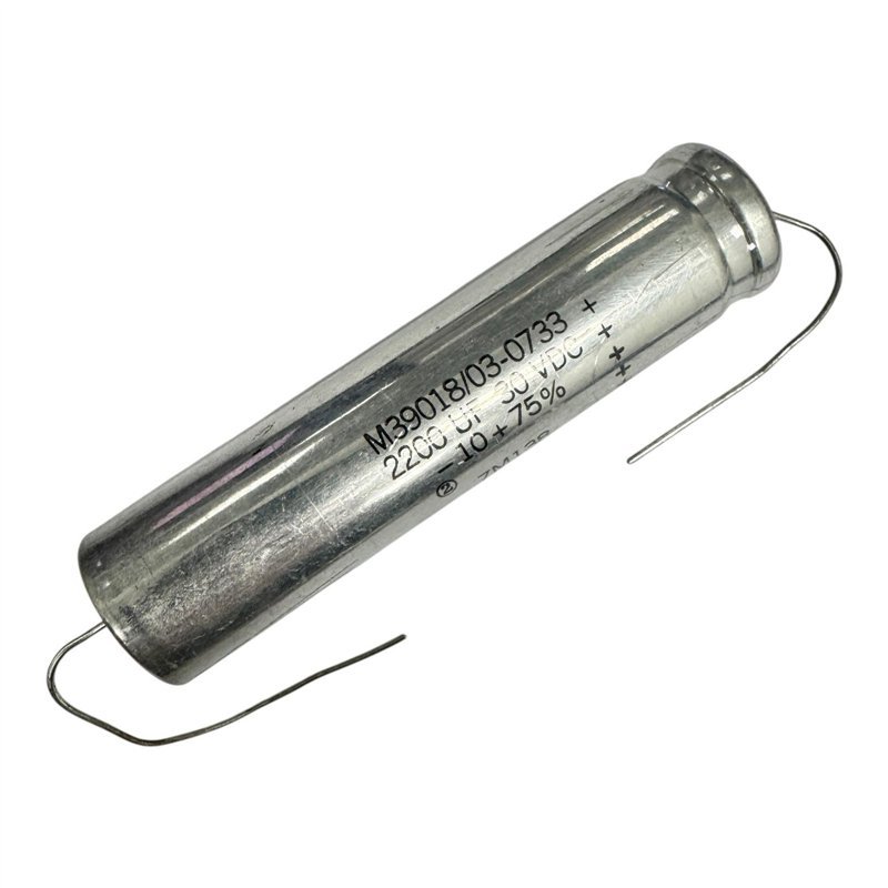 M39018/03-0733 Sprague Axial Aluminium Electrolytic 2200uF 30Vdc 93x23mm