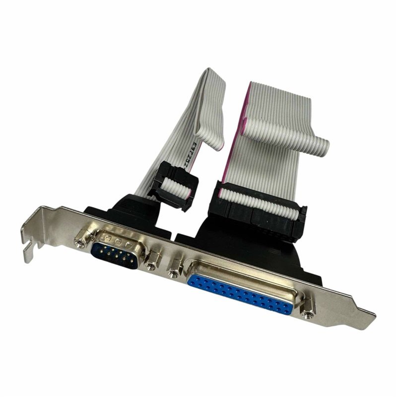 Serial DB9 Pin Com to Parallel DB25 Pin LPT Cable with PCI Slot Header Bracket