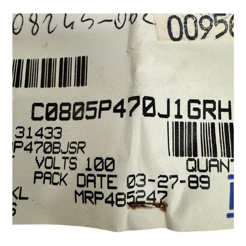 C0805P470J1GRH Kemet SMD/SMT Capacitor 47pF 100V [Qtyx10]