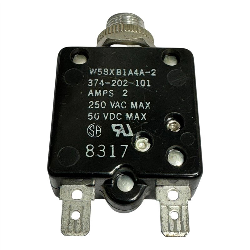 W58XB1A4A-2 Potter Brumfield Thermal Magnetic Circuit Breaker Push to Reset 1 Pole 50Vdc 2A