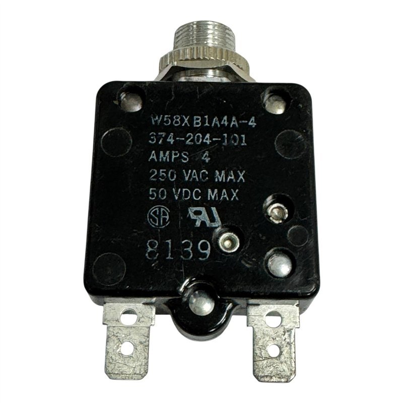 W58XB1A4A-4 Potter Brumfield Thermal Magnetic Circuit Breaker Push to Reset 1 Pole 50Vdc 4A