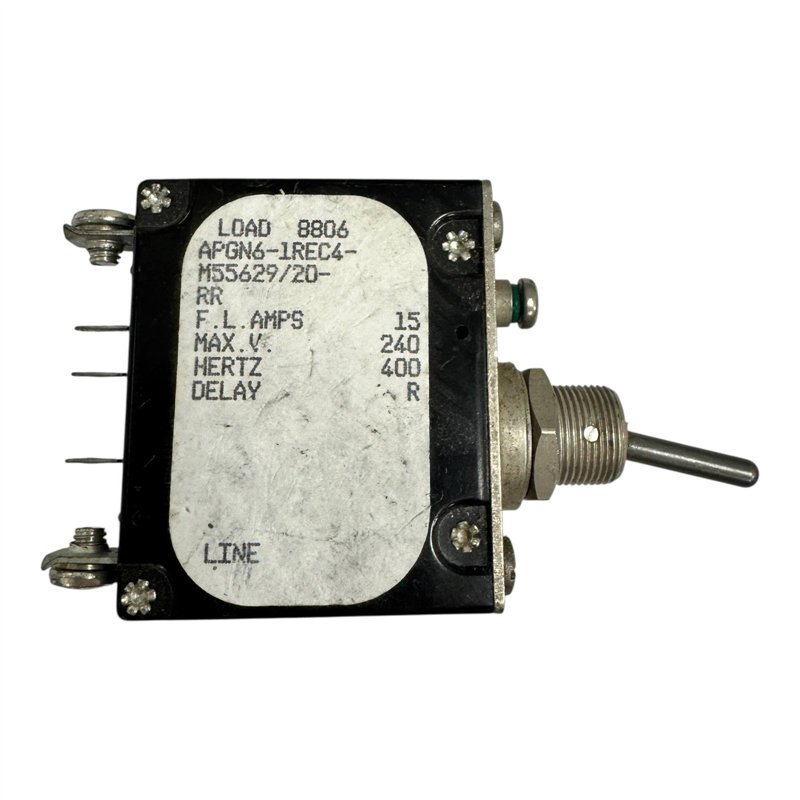 APGN6-1REC4-M55629/20-RR Airpax Circuit Breaker Single Pole 15A 240V 400Hz