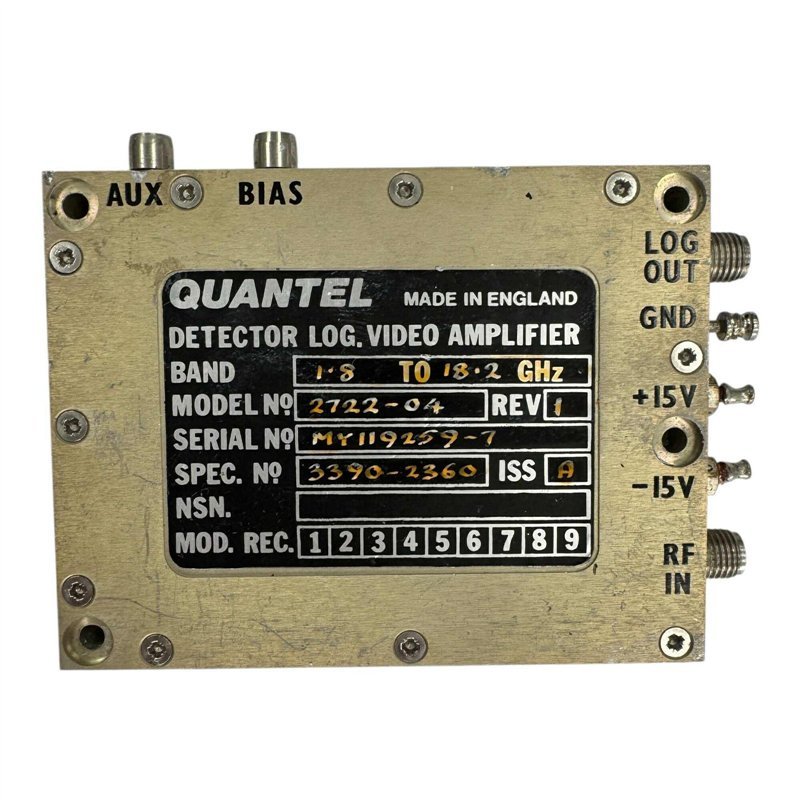 2722-04 Quantel Detector Log. Video Amplifier 15V 1800-18200Mhz