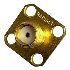 R125501000 Radiall RF Connector 4 Hole Flange Panel Mount SMA(f) 18GHz