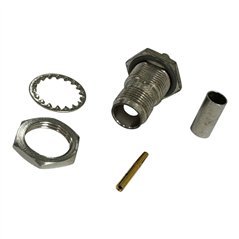 Genex RF Connector Straight Crimp Bulkhead TNC (f) For RG58 Cable