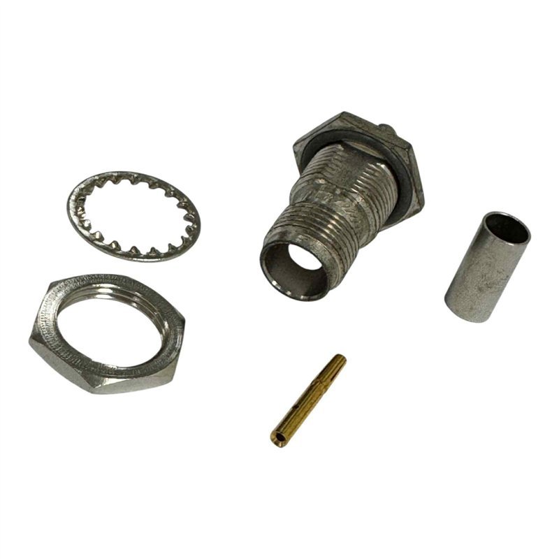 Genex RF Connector Straight Crimp Bulkhead TNC (f) For RG58 Cable