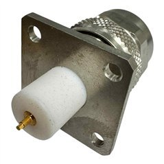 RF Connector 4 Hole Flange Mount Jack Gold Terminal N Type (m)