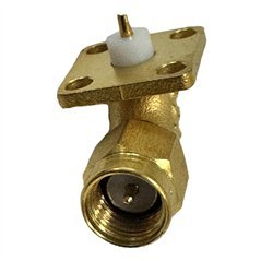 5432CC CDI RF Connector 4 Hole Flange Right Angle Swept Panel Mount SMA (m) Gold Plated