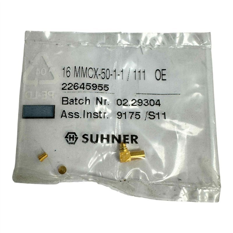 16MMCX-50-1-1/111OE Huber Suhner RF Connector Right Angle Crimp Plug For RG178 Cable
