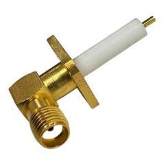 2054-1201-00 Macom RF Connector 4 Hole Flange Panel Mount Right Angle Jack SMA(f)