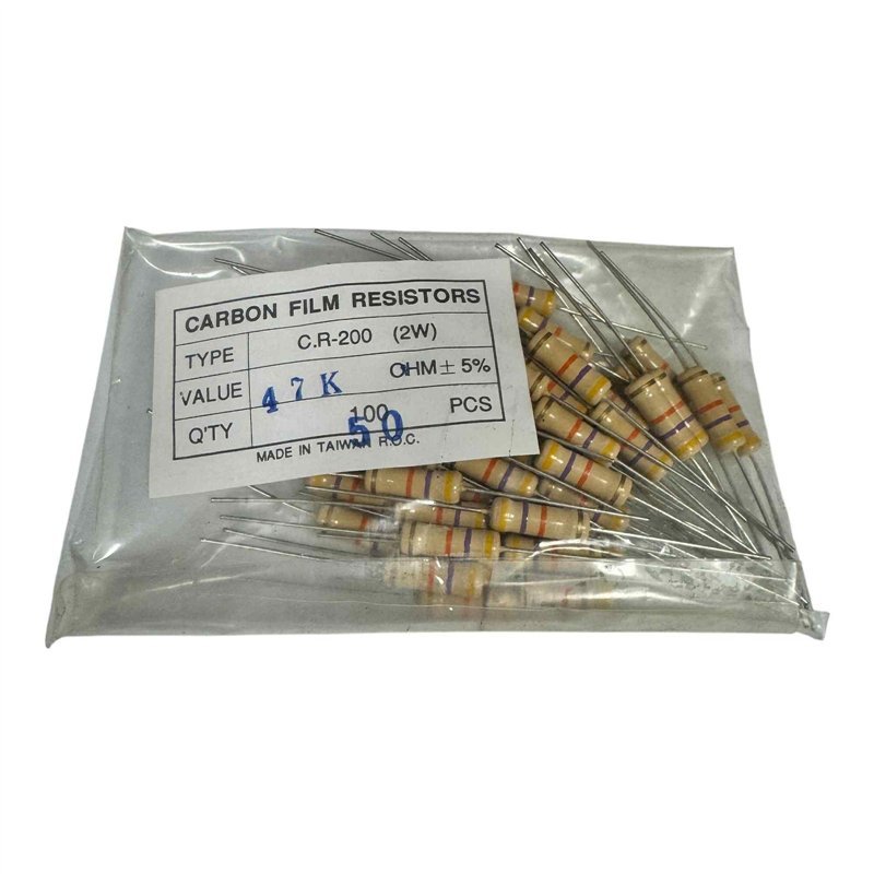 C.R-200 Resistor Carbon Film 47Kohm 47K 2W 5% [Qtyx50]