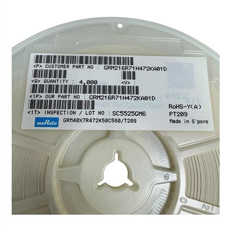 GRM216R71H472KA01 Murata SMD Ceramic Capacitor 4700pF 50V 10% X7R [Qtyx4000]